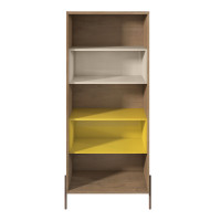 Manhattan Comfort 350623 Joy 5- Shelf Bookcase in Yellow  and Off White 